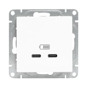 Розетка 2-м СП Эпика USB-C механизм бел. EKF UP1-SOW-2USBC