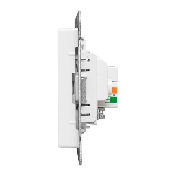 Розетка телевизионная + компьютерная СП Эпика TV + RJ45 кат.5 механизм бел. EKF UP1-SOW-TV+RJ