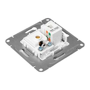 Розетка телевизионная + компьютерная СП Эпика TV + RJ45 кат.5 механизм бел. EKF UP1-SOW-TV+RJ