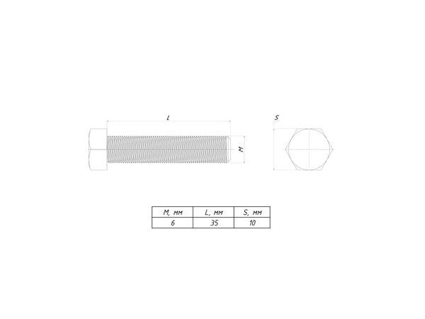 Болт с шестигранной головкой М6х35 DIN 933 EKF b6grm6x35