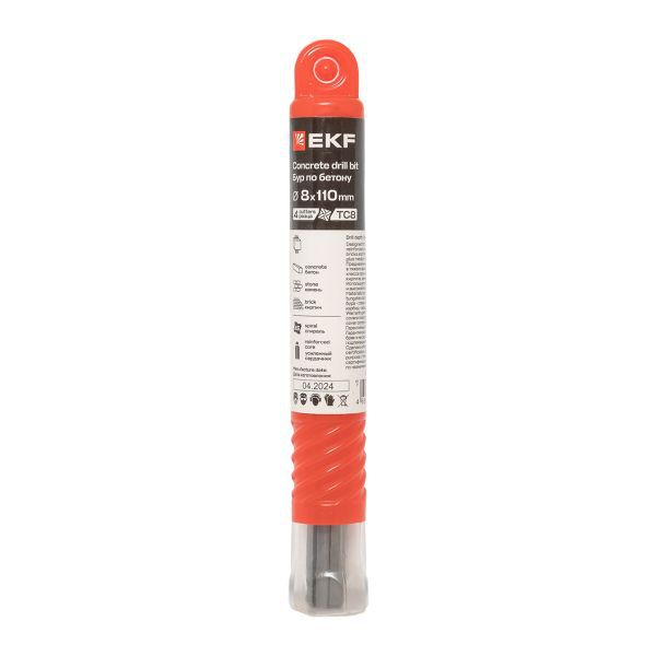 Бур по бетону SDS-plus 8х110 мм (4 резца) Professional EKF db-8-110-4x4-ue