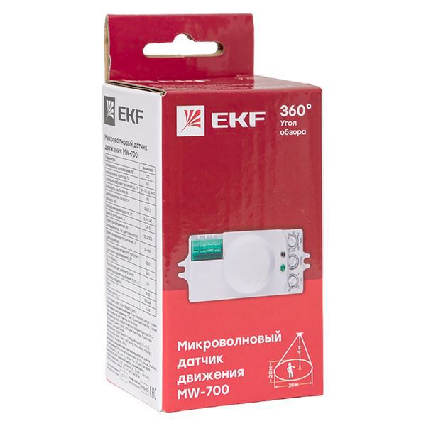 Датчик движения микроволновый MW-700 1200Вт 360град. до 10м IP20 бел. PROxima EKF dd-mw-700