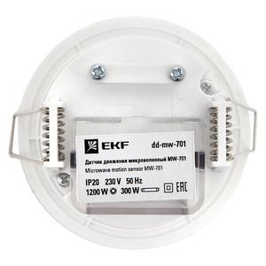 Датчик движения микроволновый MW-701 1200Вт 360град. до 20м IP20 бел. PROxima EKF dd-mw-701