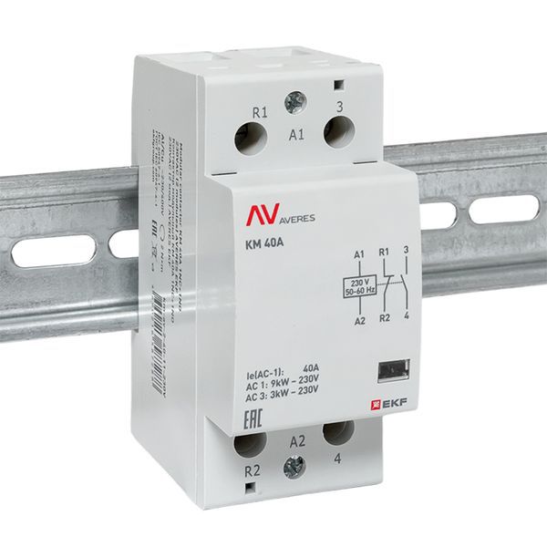 Контактор модульный КМ 40А 1NC+1NO 230В AC (2 мод.) AVERES EKF km-av-2-40-11-230V