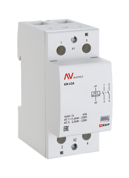 Контактор модульный КМ 63А 2NC 230В AC (2 мод.) AVERES EKF km-av-2-63-02-230V