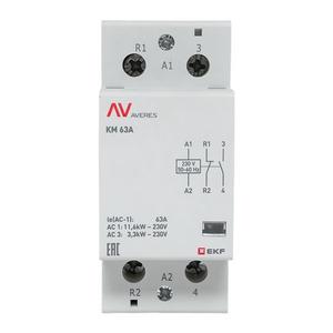 Контактор модульный КМ 63А 1NC+1NO 230В AC (2 мод.) AVERES EKF km-av-2-63-11-230V