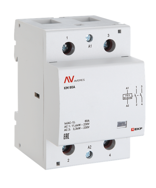 Контактор модульный КМ 100А 2NО 110В AC (3 мод.) AVERES EKF km-av-3-100-20-110V