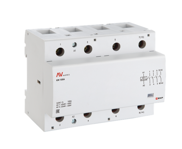 Контактор модульный КМ 100А 3NO+1NC 230В AC (6 мод.) AVERES EKF km-av-6-100-31-230V