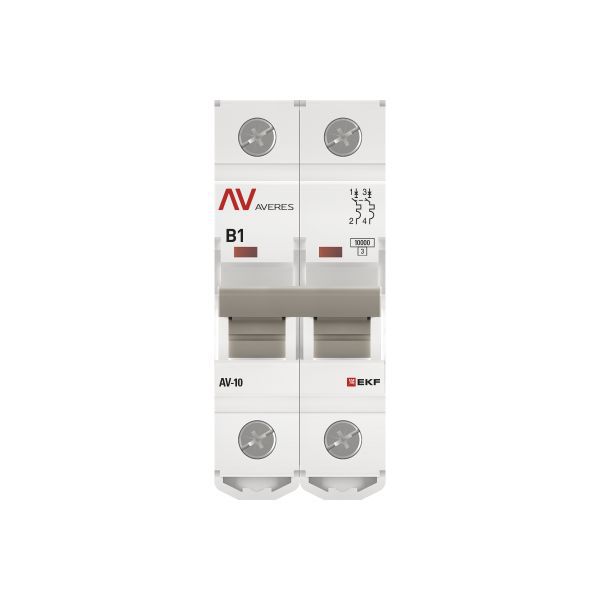 Выключатель автоматический модульный 2п B 1А 10кА AV-10 AVERES EKF mcb10-2-01B-av
