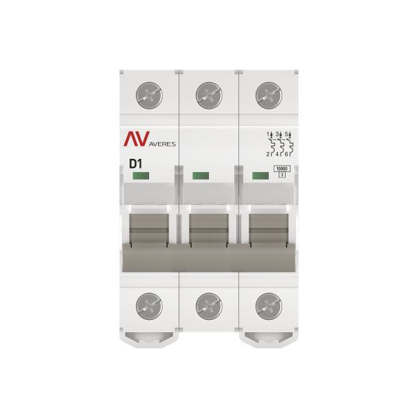 Выключатель автоматический модульный 3п D 1А 10кА AV-10 AVERES EKF mcb10-3-01D-av