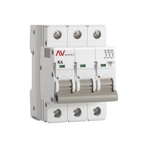 Выключатель автоматический модульный 3п K 4А 10кА AV-10 AVERES EKF mcb10-3-04K-av