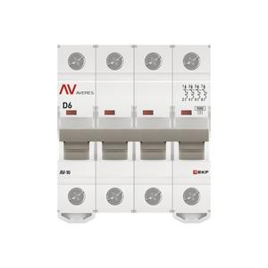 Выключатель автоматический модульный 4п D 6А 10кА AV-10 AVERES EKF mcb10-4-06D-av