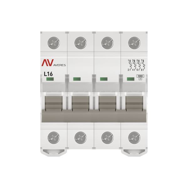 Выключатель автоматический модульный 4п L 16А 10кА AV-10 AVERES EKF mcb10-4-16L-av