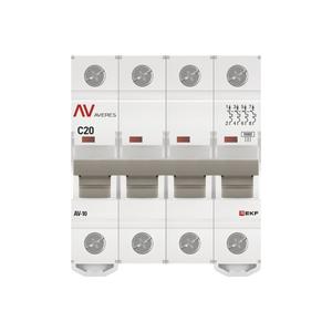 Выключатель автоматический модульный 4п C 20А 10кА AV-10 AVERES EKF mcb10-4-20C-av
