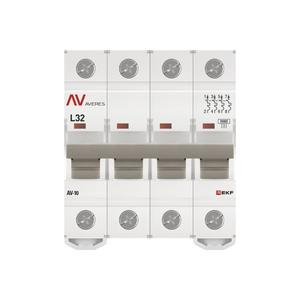 Выключатель автоматический модульный 4п L 32А 10кА AV-10 AVERES EKF mcb10-4-32L-av