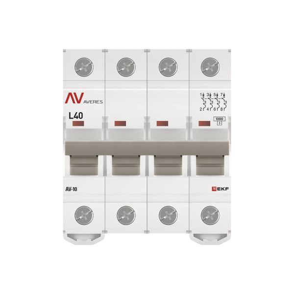 Выключатель автоматический модульный 4п L 40А 10кА AV-10 AVERES EKF mcb10-4-40L-av
