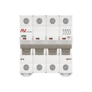 Выключатель автоматический модульный 4п K 50А 10кА AV-10 AVERES EKF mcb10-4-50K-av