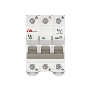 Выключатель автоматический модульный 3п L 63А 10кА AV-10 DC AVERES EKF mcb10-DC-3-63L-av