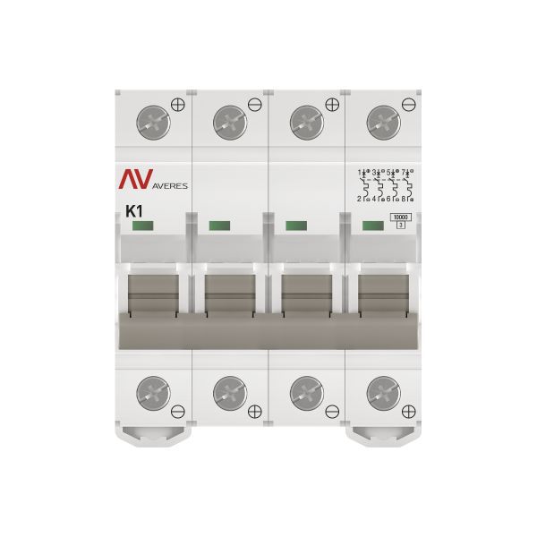 Выключатель автоматический модульный 4п K 1А 10кА AV-10 DC AVERES EKF mcb10-DC-4-01K-av