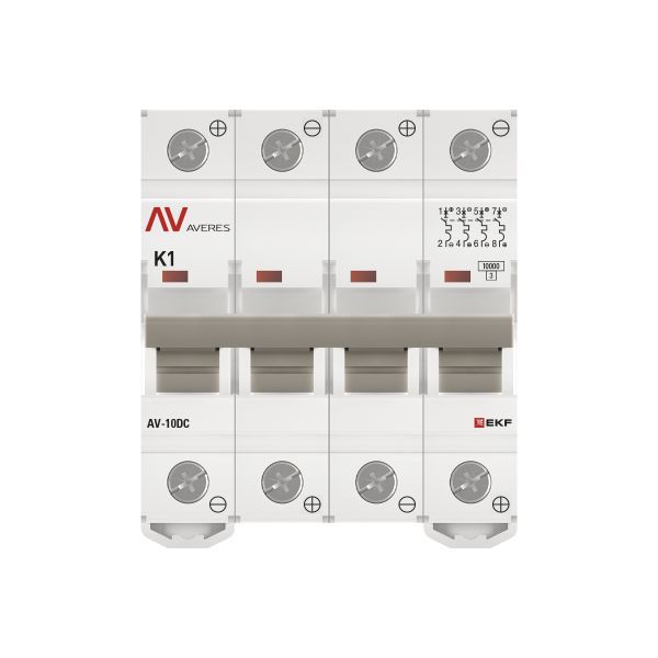 Выключатель автоматический модульный 4п K 1А 10кА AV-10 DC AVERES EKF mcb10-DC-4-01K-av
