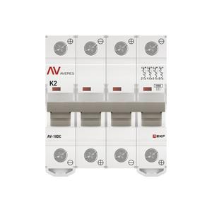 Выключатель автоматический модульный 4п K 2А 10кА AV-10 DC AVERES EKF mcb10-DC-4-02K-av