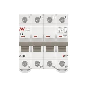 Выключатель автоматический модульный 4п L 2А 10кА AV-10 DC AVERES EKF mcb10-DC-4-02L-av