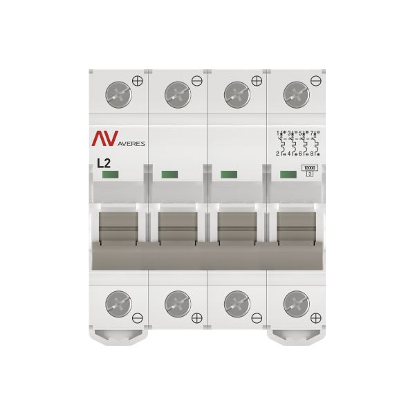 Выключатель автоматический модульный 4п L 2А 10кА AV-10 DC AVERES EKF mcb10-DC-4-02L-av