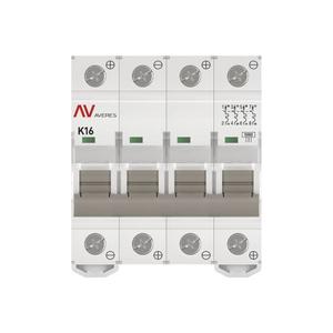 Выключатель автоматический модульный 4п K 16А 10кА AV-10 DC AVERES EKF mcb10-DC-4-16K-av