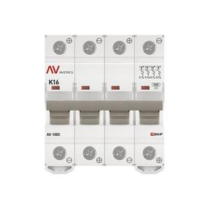 Выключатель автоматический модульный 4п K 16А 10кА AV-10 DC AVERES EKF mcb10-DC-4-16K-av