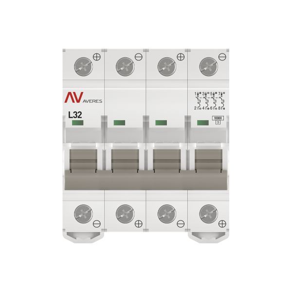 Выключатель автоматический модульный 4п L 32А 10кА AV-10 DC AVERES EKF mcb10-DC-4-32L-av