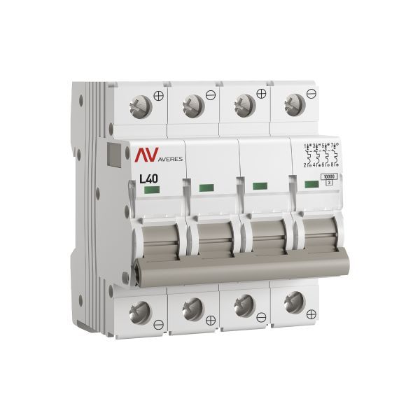 Выключатель автоматический модульный 4п L 40А 10кА AV-10 DC AVERES EKF mcb10-DC-4-40L-av