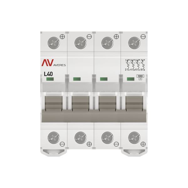 Выключатель автоматический модульный 4п L 40А 10кА AV-10 DC AVERES EKF mcb10-DC-4-40L-av