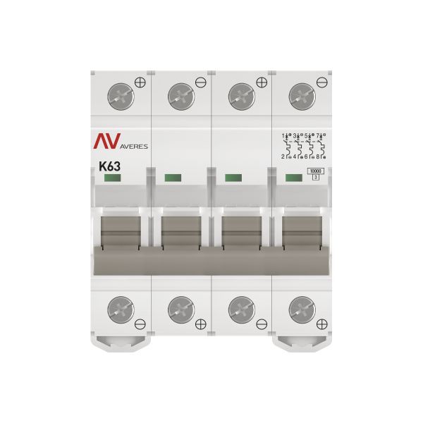 Выключатель автоматический модульный 4п K 63А 10кА AV-10 DC AVERES EKF mcb10-DC-4-63K-av