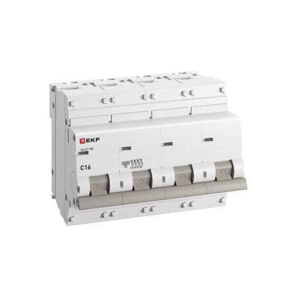 Выключатель автоматический модульный 4п C 16А 10кА ВА 47-100 PROxima EKF mcb47100-4-16C-pro