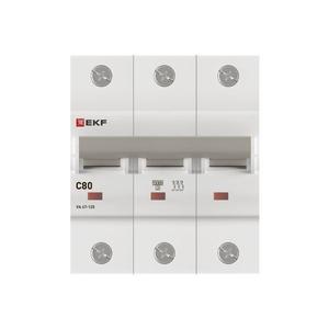 Выключатель автоматический модульный 3п C 80А 15кА ВА 47-125 PROxima EKF mcb47125-3-80C