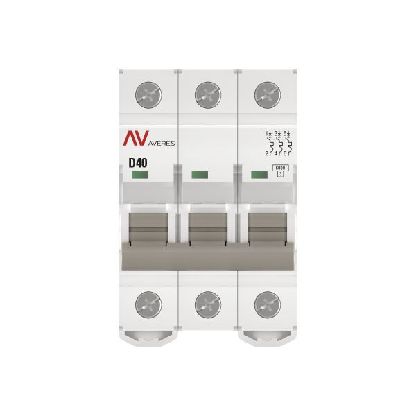 Выключатель автоматический модульный 3п D 40А 6кА AV-6 AVERES EKF mcb6-3-40D-av