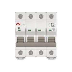 Выключатель автоматический модульный 4п L 10А 6кА AV-6 AVERES EKF mcb6-4-10L-av
