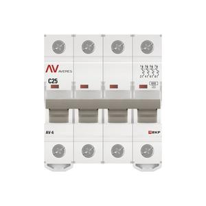 Выключатель автоматический модульный 4п C 25А 6кА AV-6 AVERES EKF mcb6-4-25C-av