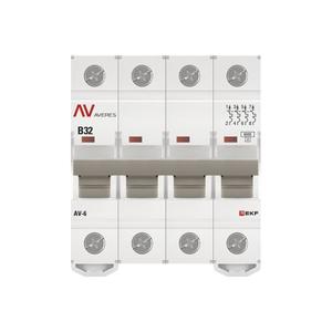 Выключатель автоматический модульный 4п B 32А 6кА AV-6 AVERES EKF mcb6-4-32B-av
