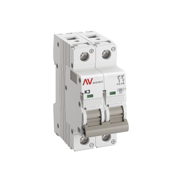 Выключатель автоматический модульный 2п K 3А 6кА AV-6 DC AVERES EKF mcb6-DC-2-03K-av