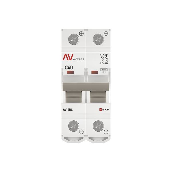 Выключатель автоматический модульный 2п C 40А 6кА AV-6 AVERES EKF mcb6-DC-2-40C-av