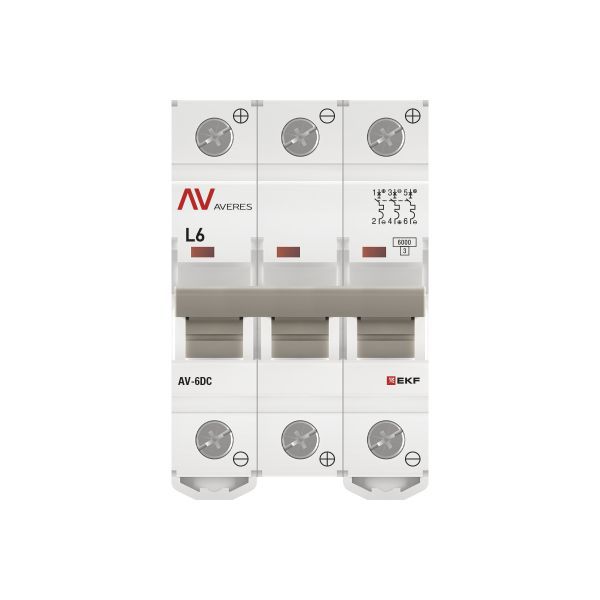 Выключатель автоматический модульный 3п L 6А 6кА AV-6 DC AVERES EKF mcb6-DC-3-06L-av