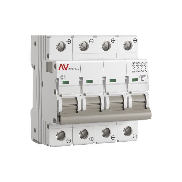 Выключатель автоматический модульный 4п C 1А 6кА AV-6 AVERES EKF mcb6-DC-4-01C-av