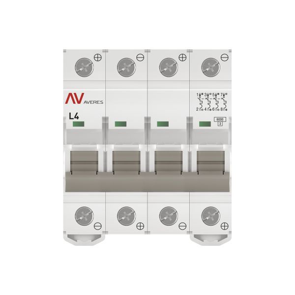 Выключатель автоматический модульный 4п L 4А 6кА AV-6 DC AVERES EKF mcb6-DC-4-04L-av