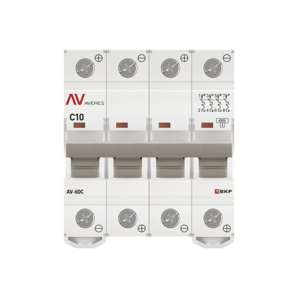 Выключатель автоматический модульный 4п C 10А 6кА AV-6 AVERES EKF mcb6-DC-4-10C-av