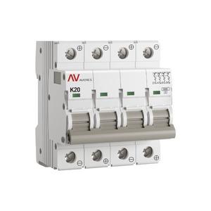 Выключатель автоматический модульный 4п K 20А 6кА AV-6 DC AVERES EKF mcb6-DC-4-20K-av