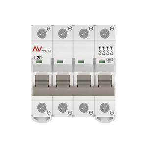 Выключатель автоматический модульный 4п L 20А 6кА AV-6 DC AVERES EKF mcb6-DC-4-20L-av