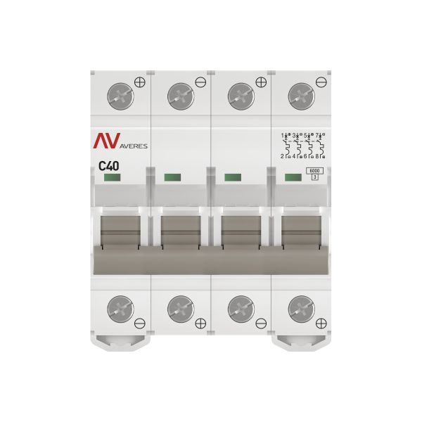 Выключатель автоматический модульный 4п C 40А 6кА AV-6 AVERES EKF mcb6-DC-4-40C-av