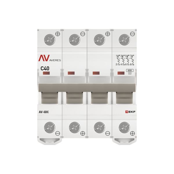 Выключатель автоматический модульный 4п C 40А 6кА AV-6 AVERES EKF mcb6-DC-4-40C-av