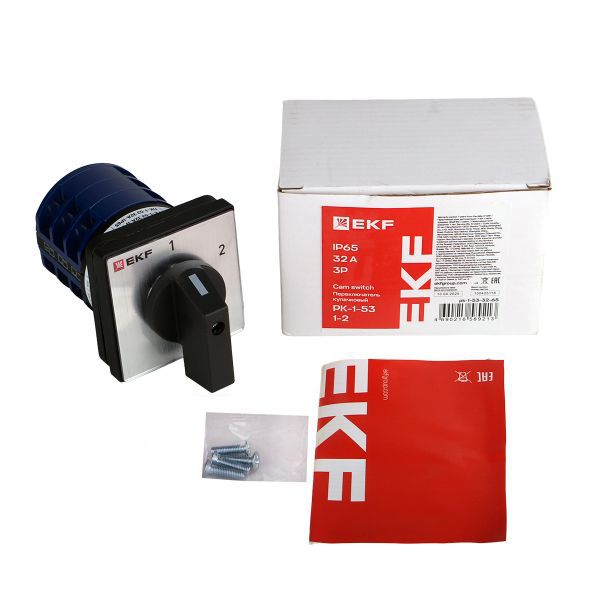 Переключатель кулачковый ПК-1-53 3п 32А "1-2" IP65 EKF pk-1-53-32-65